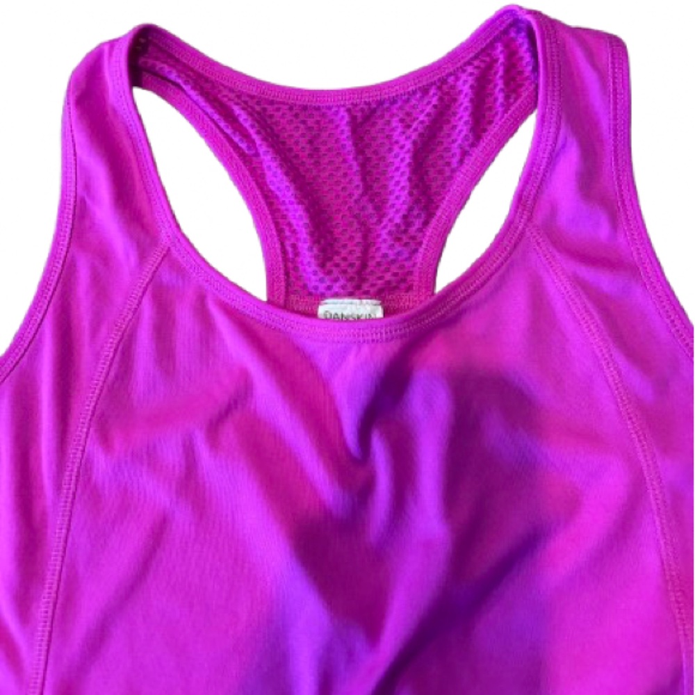 Danskin Women’s Fuchsia Mesh and Cinch Workout Tank Size Large - Picture 6 of 9